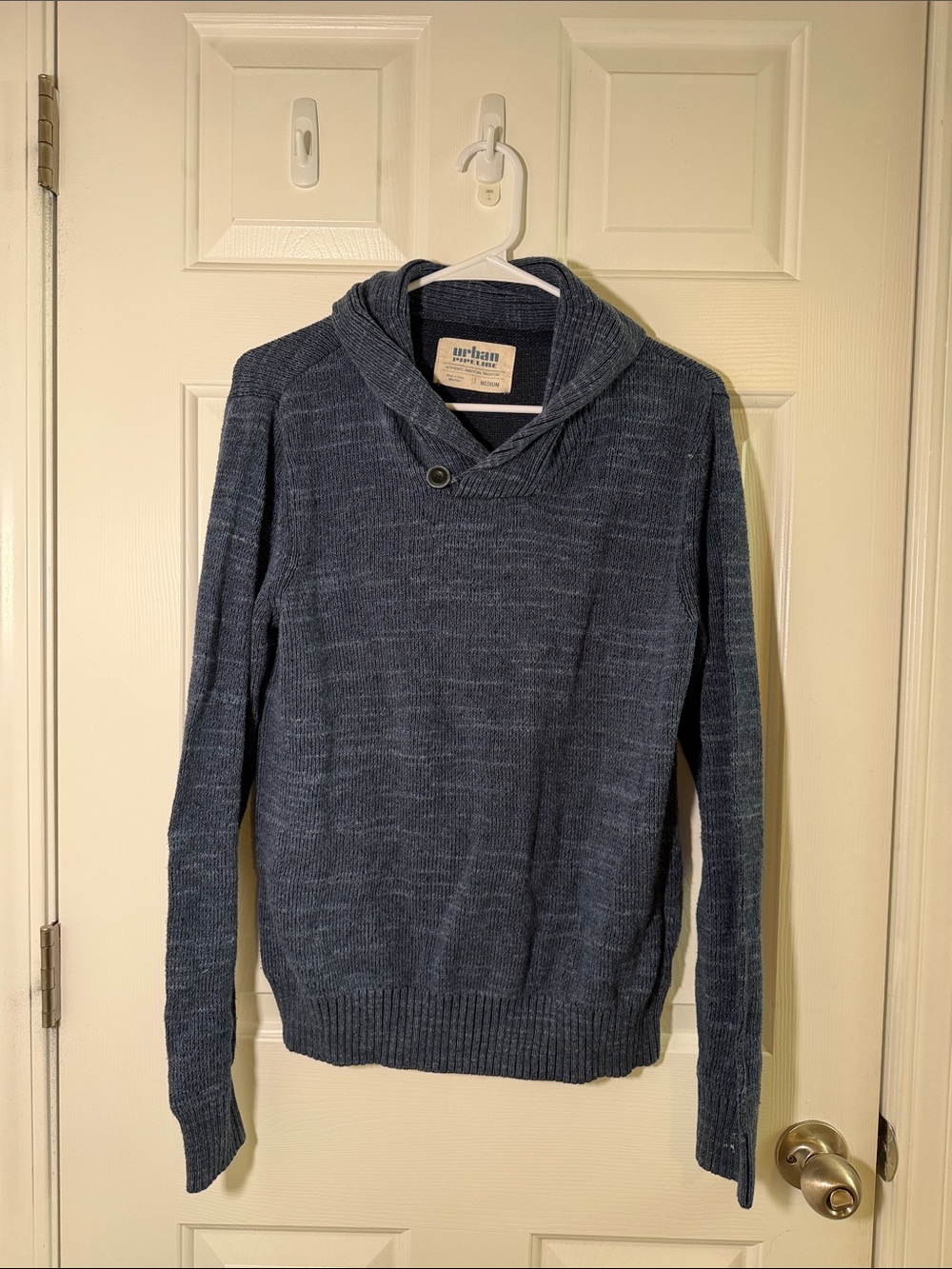 urban pipeline Navy Blue Shawl-Collar V-Neck Men's Sweater